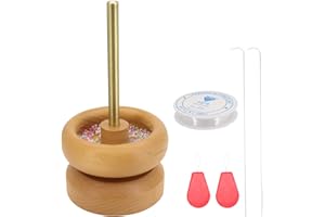 Seahelms Holzperle Spinner, 2 in 1 Perlensets mit Garnspulenwickler, Perlenspinner für die Schmuckherstellung, Holzperlenspinner mit 2 Perlennadeln und Einfädelwerkzeug für Rocailles