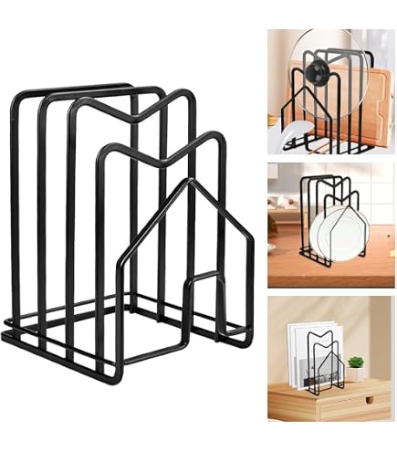 Support De Planche à Découper 5 Emplacements - Organiseur Pour Planches Et Plaques De Cuisson, Fil De Fer Noir Anti-rouille
