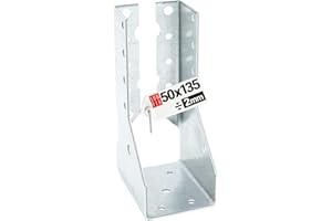 LUN FIX Connecteur poutre bois 50x135 mm Typ B, équerre fixation robuste, support acier galvanisé 2 mm, sabot de charpente pour menuiserie, assemblage et construction bois