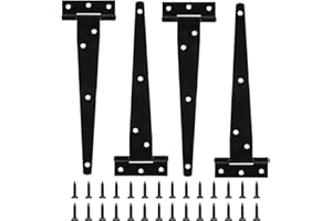 XIANGJUNLY 4 cerniere a T da 15,2 cm, resistenti cerniere a T nere per recinzioni in legno, cancelli, fienili e capannoni