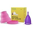 FemiSafe Menstrual Cup - Large Size & Collapsible Sterilizer Combo | Reusable, Odourless & Rash Free | Made with Medical Grade Silicone | Travel-Friendly, Microwave Safe, BPA free & Heat Resistant
