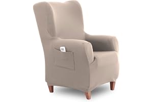 Textilhome - TEIDE Elastiskt Vingstolskydd, storlek 1 kvadrat - från 70 till 100 cm. Beige färg