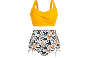 Hanna Nikole Bikini de cintura alta para mujer, tallas grandes, traje de baño push up, traje de baño de dos piezas