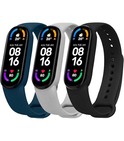 3 Cinturini In Silicone Per Xiaomi Mi Band 5/6 E Amazfit Band 5 – Morbido, Traspirante, Regolabile 140-215mm (Nero/Altri Colori)