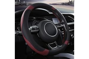 OFZVEO Cubierta del Volante Fundas para Volante de Cuero del Microfibra Universal 37-38cm / 15" Antideslizante Transpirable Durable (Granate)