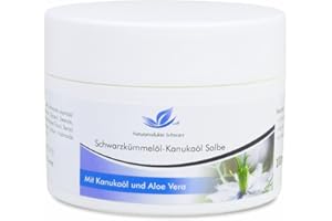 ‎NATURPRODUKTE SCHWARZ Naturprodukte Schwarz – Schwarzkümmelöl Kanuka Salbe mit Aloe Vera – Creme bei Neurodermitis, gegen trockene Haut und Juckreiz, Intensivpflege ohne Alkohol, 100ml