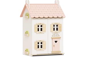 Le Toy Van – Rose Heart Wooden Doll House | Girls & Boys 3 Storey Wooden Dolls House Play Set - Suitable For Ages 3+