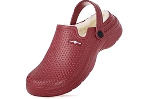 Hsyooes Sabots Femmes Hiver Chaussons Hommes Sabots de Jardinage Fourrés Peluche Chaussons Imperméables Chaussures de Jardin Pantoufles Antidérapant