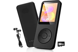 JOUEAINOU Reproductor MP3 de 32 GB Bluetooth 5.3 con Pantalla TFT a Color de 1,8 Pulgadas con Auriculares, Dispositivo mp3 para niños con Altavoz, Radio FM, Libro electrónico, grabación, Soporte de hasta 128