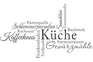 ‎DECALMILE decalmile Wandtattoo Küche Sprüche Kaffeehaus Küche Schlemmerparadies Schwarz Wandaufkleber Zitate Küchendeko Kaffee Esszimmer Wanddeko
