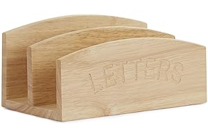 apollo THE HOUSEWARES BRAND Letter Rack, Organiser, Stand, Hevea Wood, Great Gift Idea, Size: 20x12x10cm, Natural