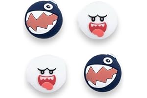 PRYSM GAMING King Boo Ghost & Chain Chomp Mario Villain - Empuñaduras para pulgar compatibles con Nintendo Switch Joy-Cons OLED y Switch Lite, fundas protectoras de silicona, paquete de 4