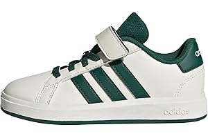adidas Unisex Kids Grand Court 2.0 Shoes Kids Tennis Shoes, Off White Collegiate Green Core Black, 12 UK Child