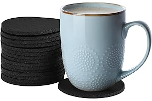 NEXMEE sous-Verres Ronds en Feutre, Dessous de Verre en Feutre Lot de 16, Ensemble de sous-Verres Lavables, sous-Verres Noirs pour Café, Bière, Thé, Tasse à Vin, Protège Votre Mobilier (10CM)