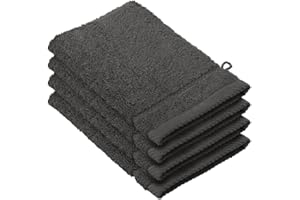 De Witte Lietaer 194690 Stephanie Lot de 4 Gants de Toilette Coton Gris Foncé 540 g/m² 15 x 22 x 1 cm