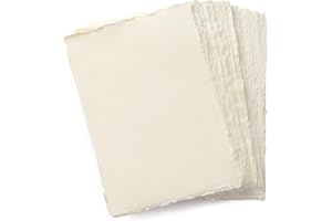 Wanderings Handgefertigtes Cremefarbenes Mixed-Media-Papier Im A4-Format Mit Büttenrand – 21x30cm – 150gsm – Farbiges Kaltpress-Strukturpapier Aus Baumwolle Für Einladungen, Bastelarbeiten – 50 Blatt