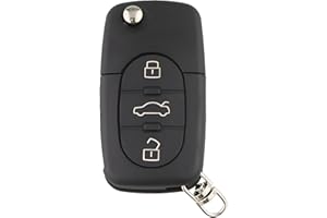 CAR PASSION Guscio Chiave Telecomando Compatibile con Audi A1 A2 A3 A4 A6 A8 Q5 Q7 TT Cover Scocca Ricambio 2 Tasti Riparazione Sostituzione Lama Vergine Keyless (Batteria CR2032)