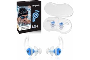 Hearprotek Tapones para los oídos para natación, 2 pares silicona impermeable y reutilizable aqua tapones oidos para adultos para piscina, baño, la ducha, nadar (Azul)
