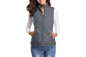 fuinloth Chaleco Mujer Acolchado Invierno sin Mangas Chalecos Exteriores sin Abrigo Ligero con Cremallera ​con Bolsillos