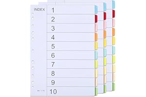 THBOXES File Dividers A4, 3 Pack 10 Part Folder Dividers Coloured Multi Hole Punched A4 Dividers Tabbed Index Divider for Lever Arch Files Ring Binders Office School Index Dividers