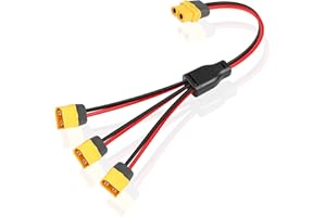 GINTOOYUN XT60 Splitter Verlängerungskabel 1 Buchse auf 3 Stecker Adapter,12AWG XT60 Power Verlängerungskabel für Solarpanel,Solargenerator,tragbares Kraftwerk,Drohne,Wohnmobil,Schiff etc(0.3M)