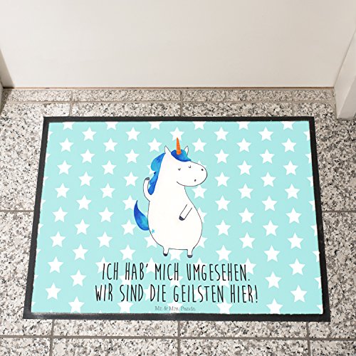 Mr. & Mrs. Panda Fußmatte Druck Einhorn Mann – 100% handmade in Norddeutschland – Einhorn, Einhörner, Unicorn, cool, Mann, Freundin, Familie, bester Freund, BFF, Party, hübsch, beste Fussmatte, Fußmatte, Türvorleger, Schmutzmatte, Fussabtreter, Matte, Schmutzfänger Einhorn, Einhörner, Unicorn, cool, Mann, Freundin, Familie, bester Freund, BFF, Party, hübsch, beste - 3