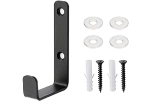 Comioke Crochet Muraux Robuste, J-Pince Universel Noir, Charge Lourde à Vis, Montage Mur