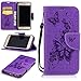 Produktbild Lonchee Samsung Galaxy A3 2017 SM-A320 5.0 Inch Wallet Tasche Brieftasche Schutzhülle , geprägten Prägung Muster Design Hochwertige PU Leder Folio Tasche Case Hülle im Bookstyle mit Standfunktion Kredit Kartenfächer Abnehmbare Handschlaufe(lila Schmetterling Prägung)