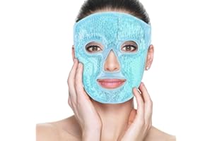 NEWGO Mascarilla facial de enfriamiento, terapia de frío caliente, máscara facial completa para migrañas, dolor de cabeza, estrés, enrojecimiento, hinchazón, acné, azul