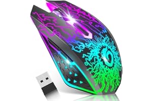 VersionTECH. Wireless Gaming Mouse, Rechargeable Computer Mouse Mice with Colorful LED Lights, Silent Click, 2.4G USB Nano Receiver, 3 Level DPI for PC Gamer Laptop Desktop Chromebook Mac -Black