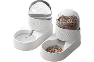 QUPZZE Automatic Pet Feeder Dispenser Set - 2L Outdoor Pet Food and Water Dispensers Bottles for Dog, Cat, white Automatic Pet Feeder,Dog Water Automatic Pet