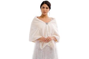 Jovono Donna Pelliccia Faux Scialle Coprispalle Giacca Sciarpa Wrap Cape Perfetto per Matrimonio Partito Spettacolo con spilla libera