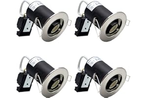 HiBay 4X LED Downlights Fire Rated GU10 Recessed Spotlights Ceiling Lights IP20 Down Light Indoor Brushed Chrome 240V