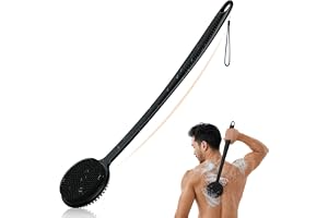 Silikonryggrengöring, 43 cm förlängt halkfritt handtag, kroppsborste, långt duschhandtag, dubbelsidig duschborste, bakbricka för rengöring och