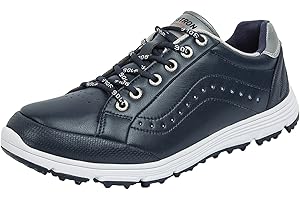 PENXZT Men's Waterproof Leather Golf Shoes Lightweight Comfort Spikeless Golf Shoe for Wide Fitting Breathable Big Size
