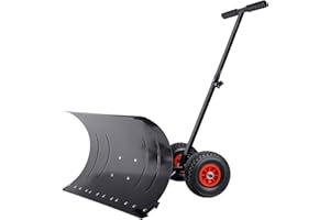 UISBERT Pelle à neige avec roues - 5 niveaux de hauteur réglable - Pelle à neige - Largeur de travail 75 cm - Hauteur 42 cm