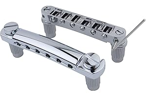 Guyker Gitara Tune-O-Matic Bridge i stop Bar Końcówka Combo z kotwicami i ćwiekami, zamiennik kompatybilny z LP SG EPI 6-strunowa gitara elektryczna chrom