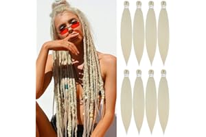 SOKU Cheveux Tressés Pré-étirés 8 Paquets EZ Easy Braid Synthétique Tresses 61cm Platinum Blonde 613 Tressage Extensions Yaki Texture Faisceaux de Cheveux Pre Stretched Jumbo Braid Réglage de l'eau