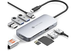 NOVOO 9 en 1 Hub USB C, Adaptador Multiporta con HDMI 4K@60Hz, 5 Puertos, PD 100W, SD/TF, Adaptador de HDMI, Docking Station para MacBook Air M1/M2, HP, DELL, Lenovo, ASUS