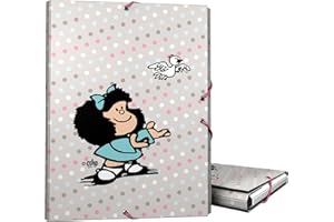 Grafoplas - Carpeta 3 Solapas, Cartón Forrado, Tapa Dura, Tamaño Folio, Plastificado Soft, Suave al tacto, Colección Diseño Mafalda Bird, Certificado FSC, Perfecto Material Escolar