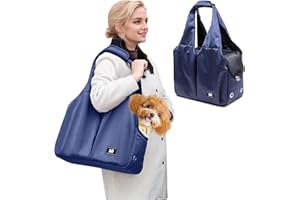 PETCUTE Sac Transport Chat Chien,Respirant Sac de Transport en Bandoulière pour Animal de Compagnie avec Tapis Solide,Souple Sac de Transport pour Chat Chien avec Sangle de Sécurité Interne