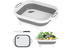 Gintan Camping Schneidebrett Faltbares, 3 in 1 Multifunktion, mit Messer, zum Waschen und Lagern von Obst und Gemüse Verwendet Werden für Küche, Camper, wohnmobil zubehör,Outdoor