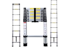 CUNSIEUN Telescopic Ladder, 3.5M Thickened Stainless Steel Telescoping Ladder, Adjustable Height Extendable Portable Sturdy Loft Ladder for Draw Wall Replace Window Roof Repair