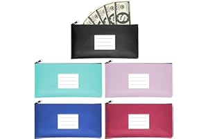 UMILKI 5Pcs Banktasche mit Reißverschluss,29 * 16CM Kunstleder Bankmappe Banktasche,Geldbeutel Geldtasche Etui für Geldscheine,Dokumententasche mit Reißverschluss und Fenster