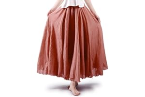 Aeslech Women's Bohemian Elastic Waist A Line Flowy Maxi Long Skirts