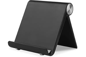 HIHUHEN Uchwyt na telefon komórkowy, stojak na telefon, biurko, uchwyt na telefon komórkowy, regulowany, składany, przenośny uchwyt do połączeń wideo (1PH, czarny)