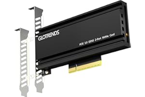 GLOTRENDS PA52 Dual M.2 NVMe auf PCIe 5.0 X8 Adapter, bis zu 256 Gbit/s für AMD- und Intel-Plattform-RAID-Funktion, unterstützt Größe 2280/2230 (PCIe-Bifurcation-Motherboard erforderlich)