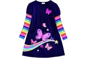 VIKITA Vestito Striscia Cartoon Animale Sciolto Jersey T-Shirt Vestitos Bambina