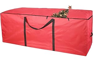 HIUOUIH Borsa per Albero di Natale 165 x 38 x 76 cm Sacco Porta Custodia per Alberi Fino a 270 cm Antipolvere Impermeabile Sacca in Tessuto Oxford 600D per Dell’Albero Natalizie Artificiale, Rosso