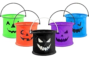 BSEICAL Cesta Calabaza Halloween para Dulces, Bolsa De Caramelos Halloween, Cubo De Calabaza De Halloween con Asa Plástico Truco O Trato Accesorios Halloween Decoracion Calabazas Balde Plegable